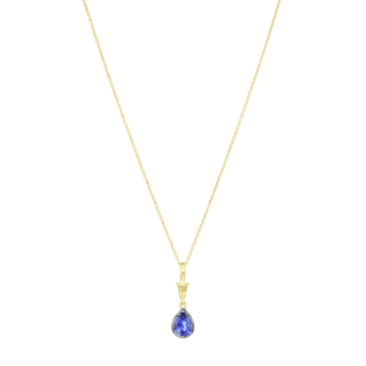 Bijou Collection 0.77ct Pear Cut Sapphire Georgian Style Necklace | 9K Yellow Gold