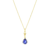 Bijou Collection 0.77ct Pear Cut Sapphire Georgian Style Necklace | 9K Yellow Gold