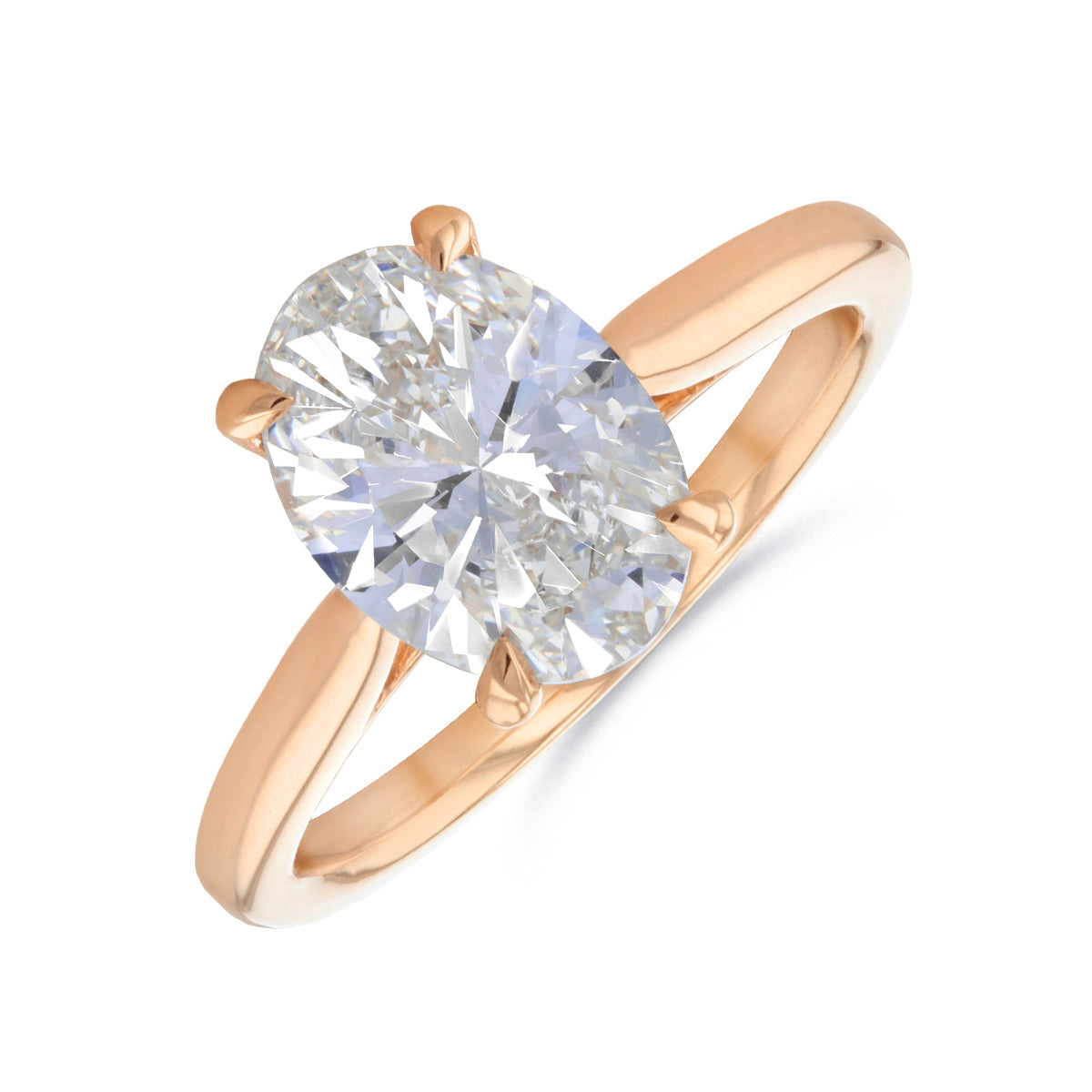 1.00ct Poppy Plain Oval Cut Diamond Solitaire Engagement Ring | 18ct Rose Gold - B