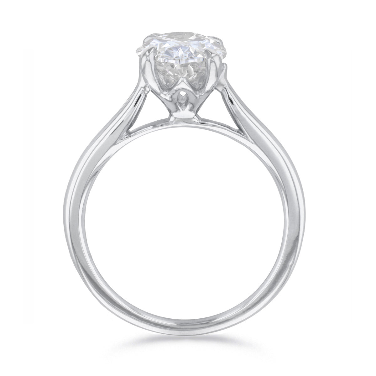 1.00ct Poppy Plain Oval Cut Diamond Solitaire Engagement Ring | 18ct White Gold - C