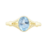 Oval Blue Topaz Split Shoulder Ring | Pre-Loved | 9K Yellow Gold