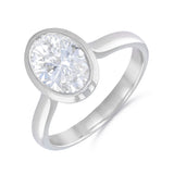1.50ct Celine Lab-Grown Oval Cut Bezel Set Engagement Ring | Platinum