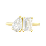 2.51ct Clara Lab-Grown Emerald & Pear Toi Et Moi Engagement Ring | 18K Yellow Gold