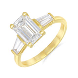 Athena 2.70ct Emerald Cut Lab-Grown Diamond with Tapered Baguette Diamonds Engagement Ring | 18K Yellow Gold