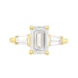 Athena 2.70ct Emerald Cut Lab-Grown Diamond with Tapered Baguette Diamonds Engagement Ring | 18K Yellow Gold