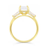 Athena 2.70ct Emerald Cut Lab-Grown Diamond with Tapered Baguette Diamonds Engagement Ring | 18K Yellow Gold