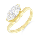 Thea 1.50ct Marquise Cut Lab-Grown Wave Engagement Ring | Everyday Diamonds | 9K Yellow Gold
