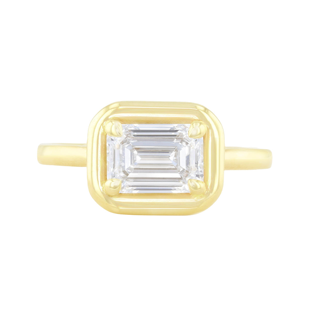 Aurelia 1.50ct Lab-Grown East West Emerald Cut Lab-Grown Diamond Engagement Ring | Everyday Diamonds | 9K Yellow Gold