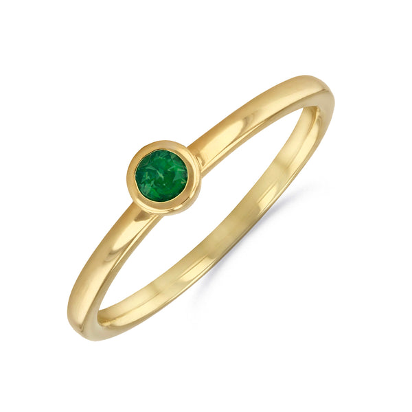 10k Yellow Gold Emerald Cut July Birthstone Statement Ring - 1 Ct CZ Solitaire, 1.7mm Band
