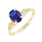 Estelle 1.48ct Lab-Grown Sapphire and 0.17ct lab-Grown Diamond Shoulder Engagement Ring | Heirloom Collection | 9K Yellow Gold