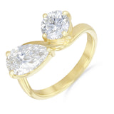 Harlow 2.54ct Pear and Round Cut Lab-Grown Twisted Wave Engagement Ring | Everyday Diamonds | 9K Yellow Gold