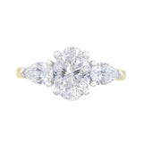 1.50ct Elara Lab-Grown Oval Cut Diamond Three Stone Engagement Ring | 18K Yellow Gold & Platinum