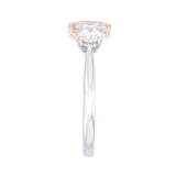 1.66ct Cushion Cut Fancy Pink Lab-Grown Diamond and 0.70ct Brilliant Cut Three Stone Engagement Ring | Platinum & 18K Rose Gold