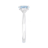 Heirloom Collection 0.70ct Oval Madagascar Aquamarine and 0.23ct Diamond Three Stone Ring | 9K White Gold