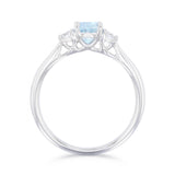 Heirloom Collection 0.70ct Oval Madagascar Aquamarine and 0.23ct Diamond Three Stone Ring | 9K White Gold