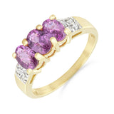 Oval Pink Sapphire and Diamond Dress Ring | Pre-Loved | 9K Yellow Gold
