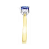 Heirloom Collection 1.20ct Ceylon Sapphire and 0.52ct Diamond Three Stone Ring | 18K Yellow Gold & Platinum