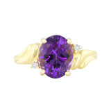 Purple Amethyst and Diamond Dress Ring | Pre-Loved | 9K Yellow Gold