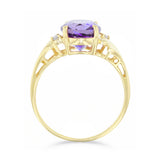 Purple Amethyst and Diamond Dress Ring | Pre-Loved | 9K Yellow Gold