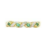 Emerald and Diamond Twist Dress Ring | Pre-Loved | 9K Yellow Gold