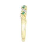 Emerald and Diamond Twist Dress Ring | Pre-Loved | 9K Yellow Gold