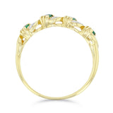 Emerald and Diamond Twist Dress Ring | Pre-Loved | 9K Yellow Gold