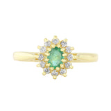 Emerald and Diamond Cluster Ring | Pre-Loved | 18K Yellow Gold