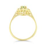 Emerald and Diamond Cluster Ring | Pre-Loved | 18K Yellow Gold