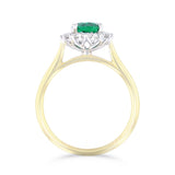 Heirloom Collection 1.00ct Oval Cut Synthetic Emerald and 0.49ct Brilliant Cut Lab-Grown Diamond Cluster Ring | 9K Yellow Gold