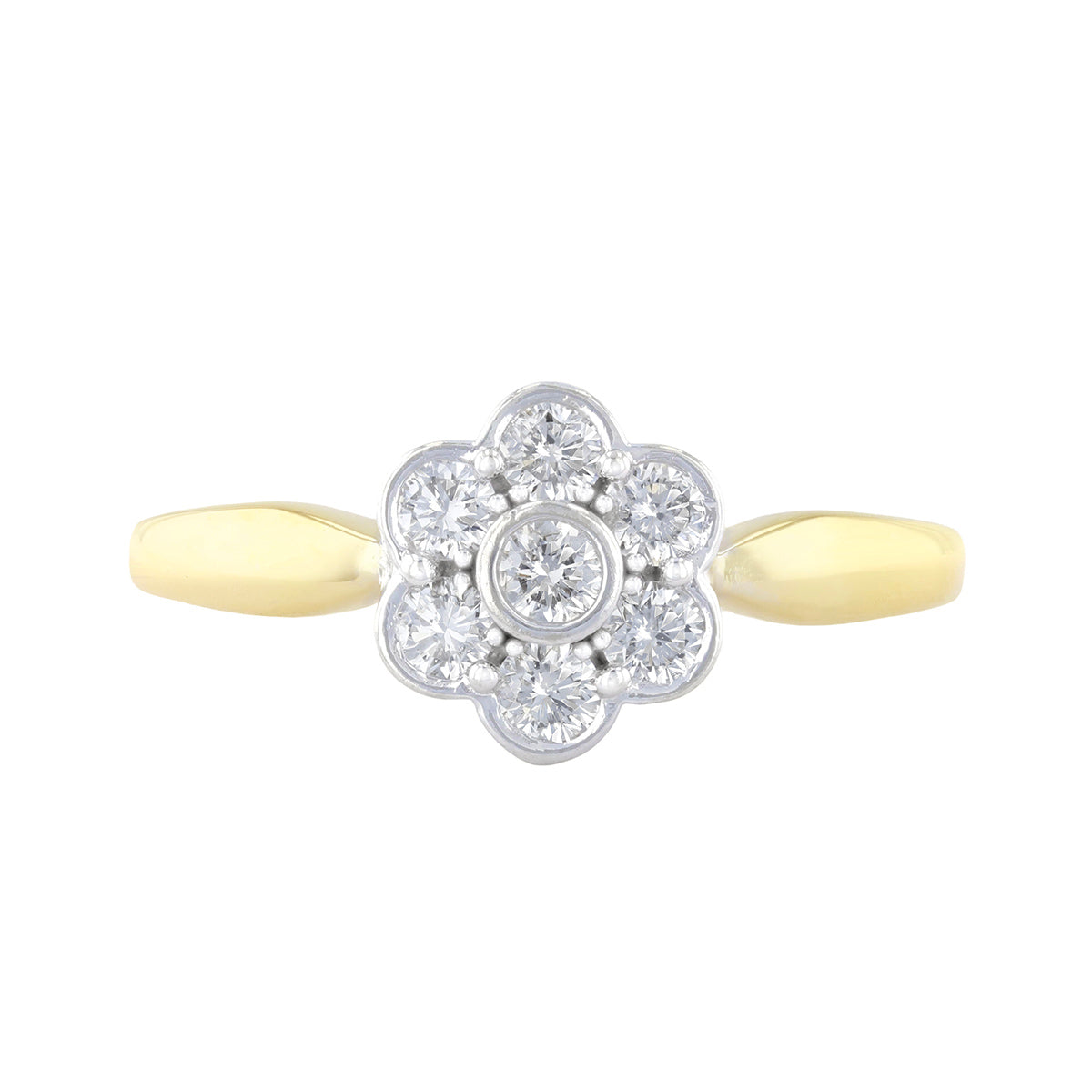 0.36ct Brilliant Cut Diamond Flower Cluster Ring | Pre-Loved | 9K Yellow Gold