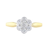 0.36ct Brilliant Cut Diamond Flower Cluster Ring | Pre-Loved | 9K Yellow Gold