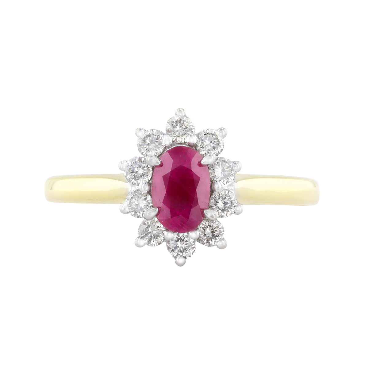 Ruby and 0.30ct Diamond Cluster Ring | Pre-Loved | 9K Yellow Gold