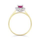 Ruby and 0.30ct Diamond Cluster Ring | Pre-Loved | 9K Yellow Gold
