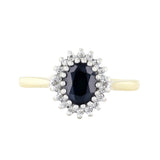 Sapphire and Diamond Cluster Ring | Pre-Loved | 9K Yellow Gold