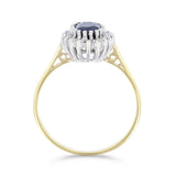 Sapphire and Diamond Cluster Ring | Pre-Loved | 9K Yellow Gold