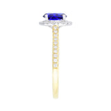 Heirloom Collection Willow 0.95ct Sapphire and 0.26ct Lab-Grown Diamond Halo Ring | 9K Yellow Gold