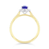 Heirloom Collection Willow 0.95ct Sapphire and 0.26ct Lab-Grown Diamond Halo Ring | 9K Yellow Gold