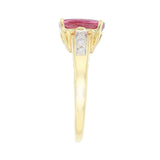 Pink Tourmaline and 0.06ct Diamond Shoulder Dress Ring | Pre-Loved | 14K Yellow Gold