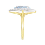 Marquise Aquamarine and 0.40ct Diamond Halo Ring | Pre-Loved | 18K Yellow Gold
