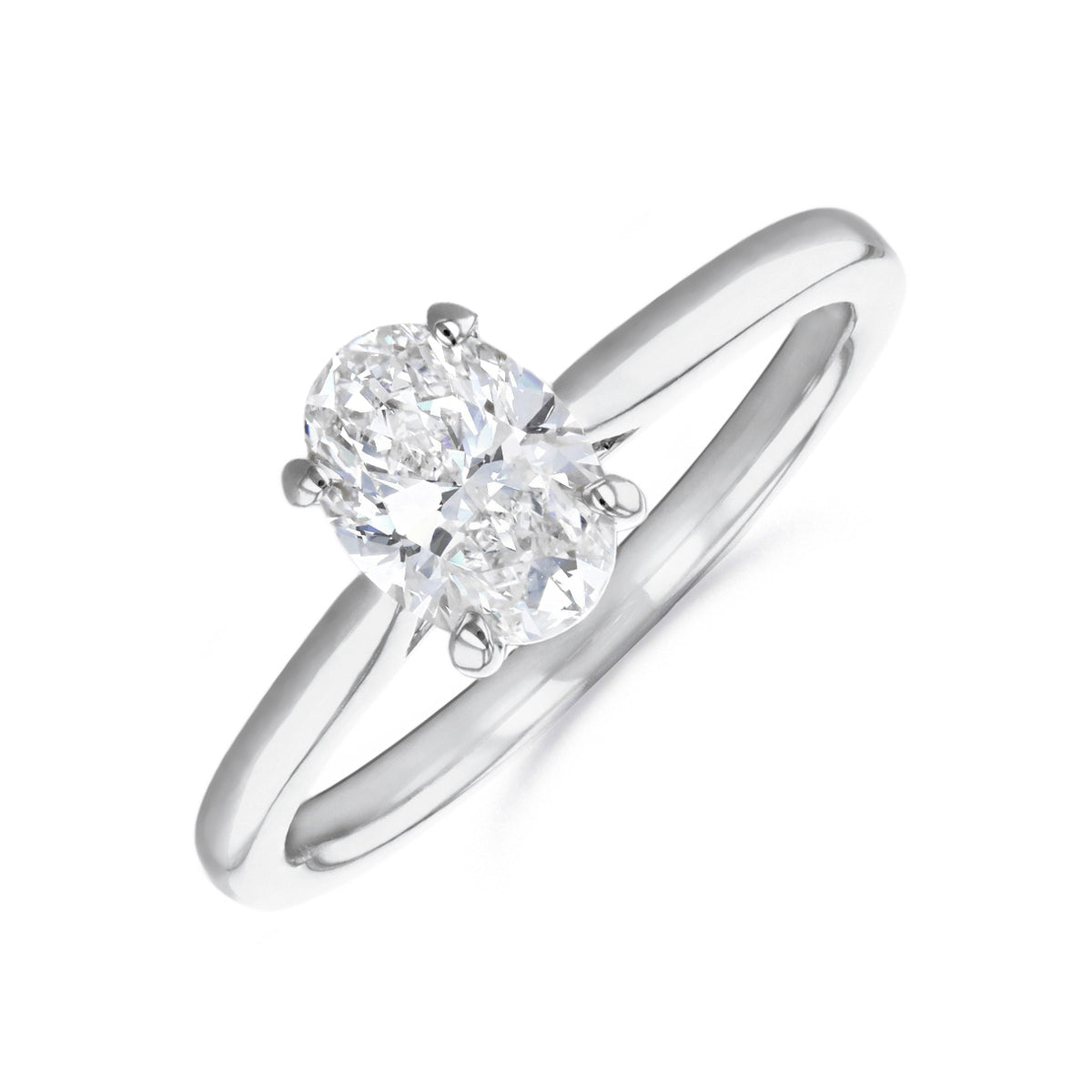 1.00ct Poppy Plain Oval Cut Diamond Solitaire Engagement Ring | 18ct White Gold