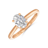 1.00ct Poppy Plain Oval Cut Diamond Solitaire Engagement Ring | 18ct Rose Gold - B