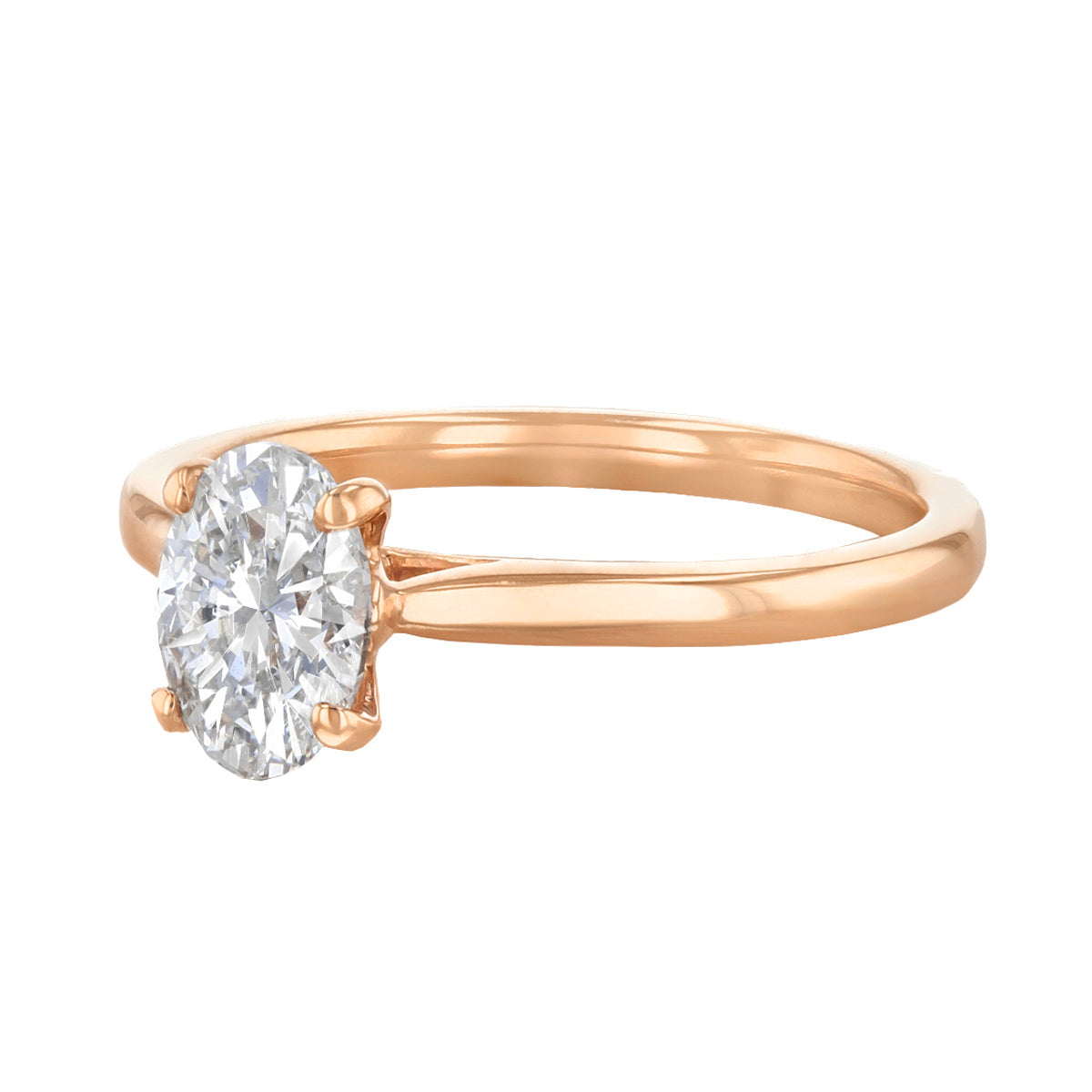 1.00ct Poppy Plain Oval Cut Diamond Solitaire Engagement Ring | 18ct Rose Gold - A