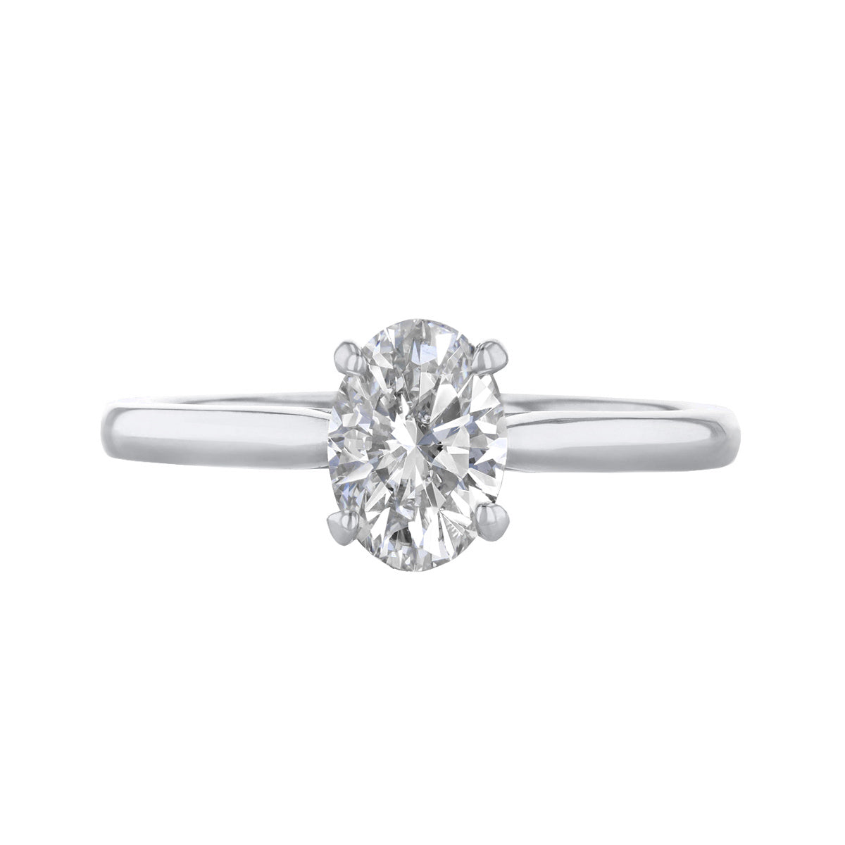 1.00ct Poppy Plain Oval Cut Diamond Solitaire Engagement Ring | 18ct White Gold - E