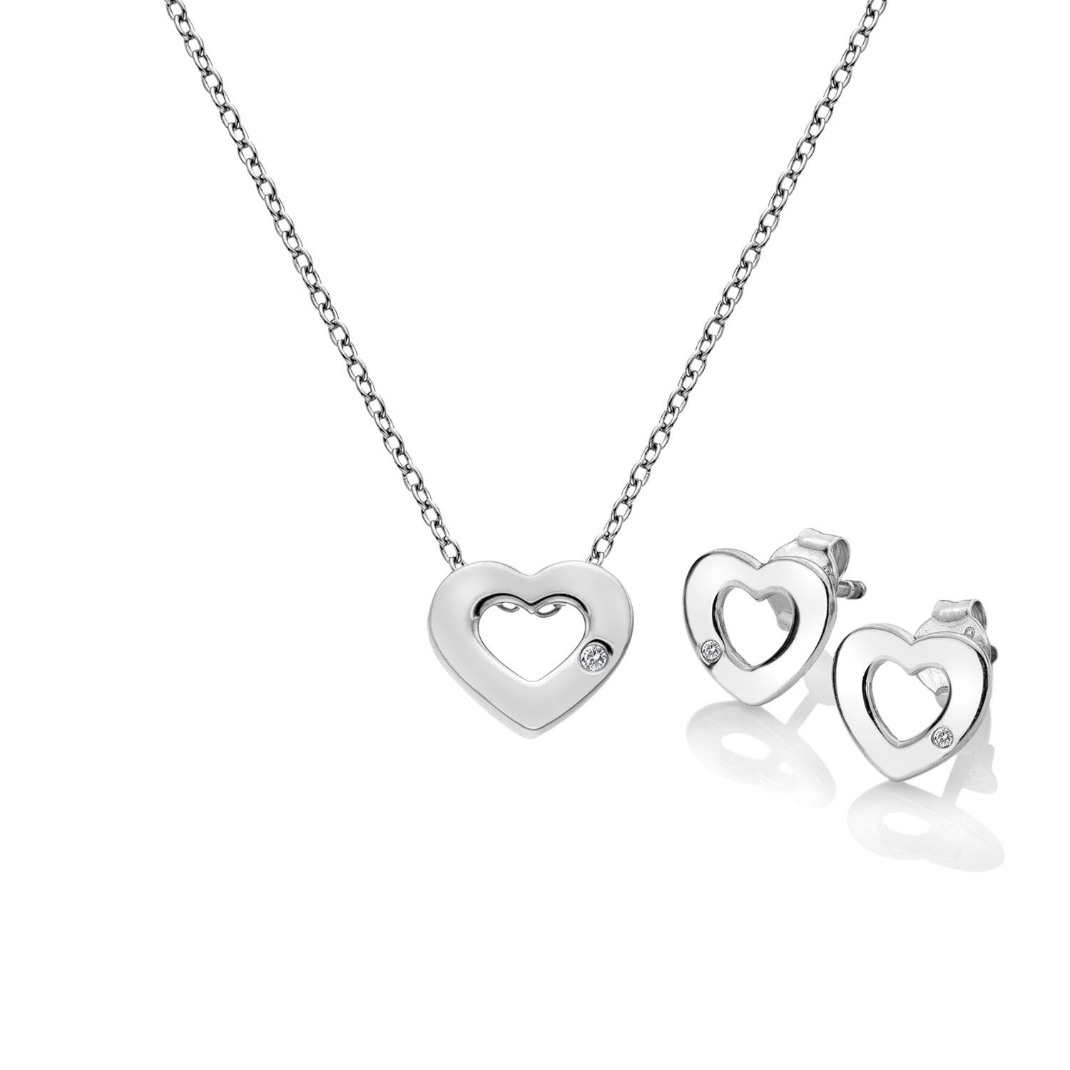 Hot Diamonds Amulets Heart Pendant and Earrings set Sterling Silver Browns Family Jewellers