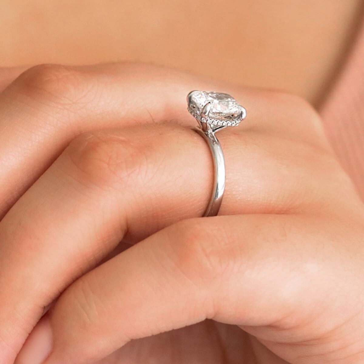 2.27ct Florence Lab Grown Cushion Cut Diamond Hidden Halo Engagement Ring Platinum