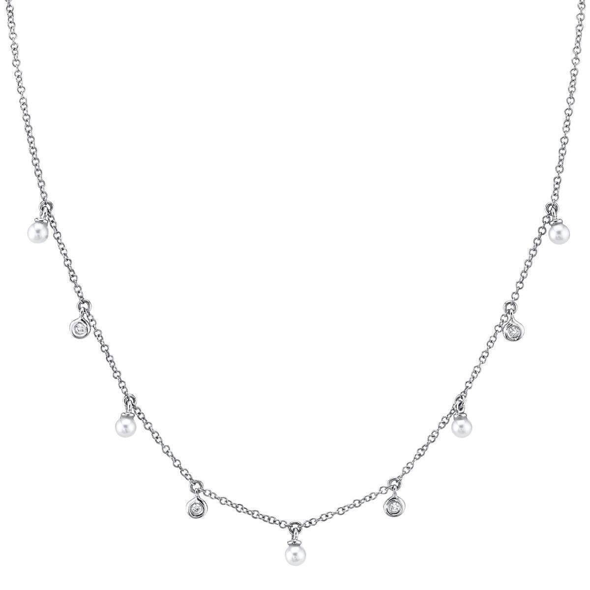 Everyday Diamonds Collection Cultured Pearl and Diamond Necklace
