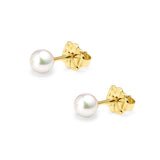 Matt Aminoff Classic Collection Akoya Pearl Studs 5x5.5mm | 18K Yellow Gold