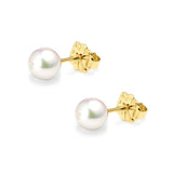 Matt Aminoff Classic Collection Akoya Pearl Studs 6x6.5mm | 18K Yellow Gold
