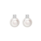 Matt Aminoff Classic Collection Akoya 6x6.5mm Pearl & Diamond Studs | 18K White Gold