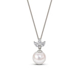 Matt Aminoff Navette Collection Akoya 8x8.5mm Pearl & Diamond Pendant | 18K White Gold